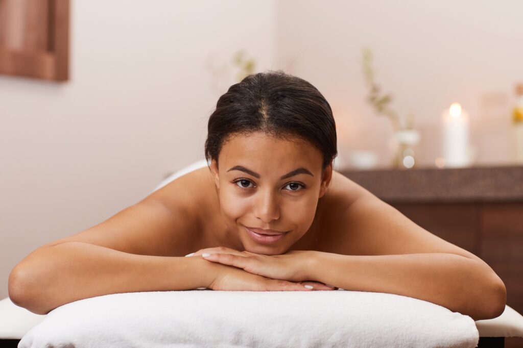 Woman relaxing during a spa session