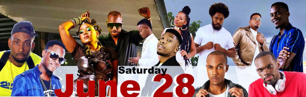 Event poster with musicians for June 28.