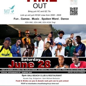 Time Out event poster featuring DJs and performers.